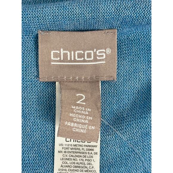 Chico's NWT Harper Drape Cardigan Light Blue Long Sleeve Open Front Casual 2 L - Picture 3 of 6